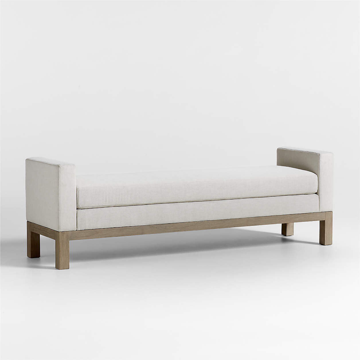 Keane 70" Weathered Natural Wood Upholstered Bench + Reviews | Crate & Barrel | Crate & Barrel