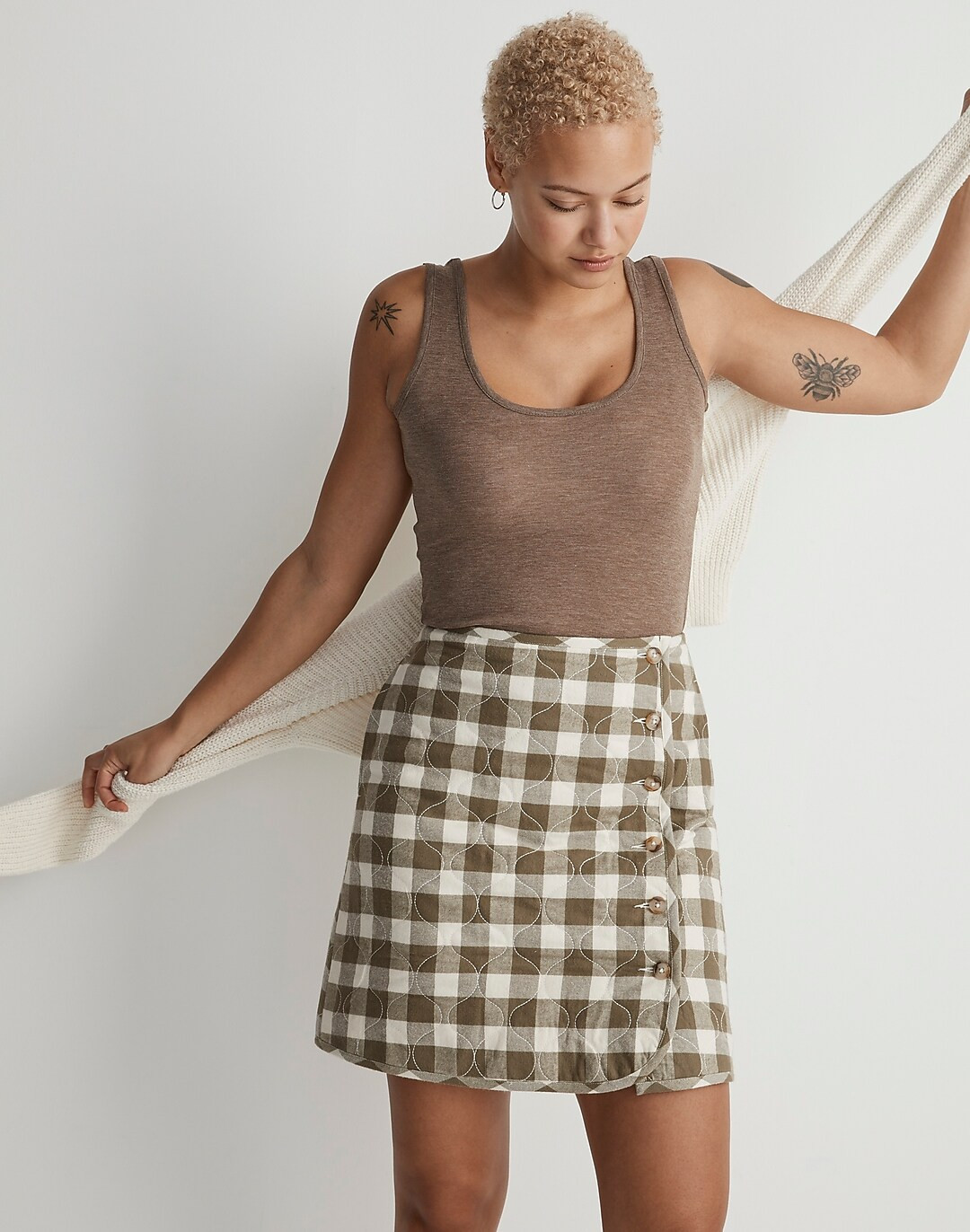 Curvy Quilted Flannel Mini Skirt in Gingham Check | Madewell