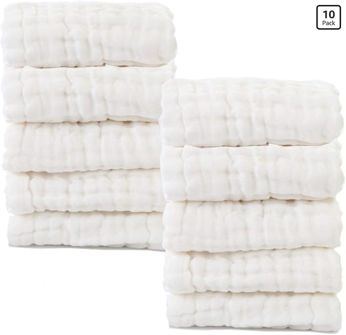 Baby Muslin Washcloths- Natural Cotton Wipes - Soft Newborn Face Towel for Sensitive Skin- Regist... | Amazon (US)
