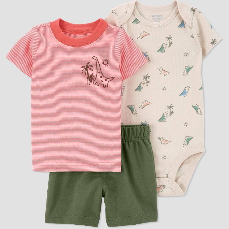 Carter's Just One You® Baby Boys' Dino Top & Bottom Set - Pink/Green | Target