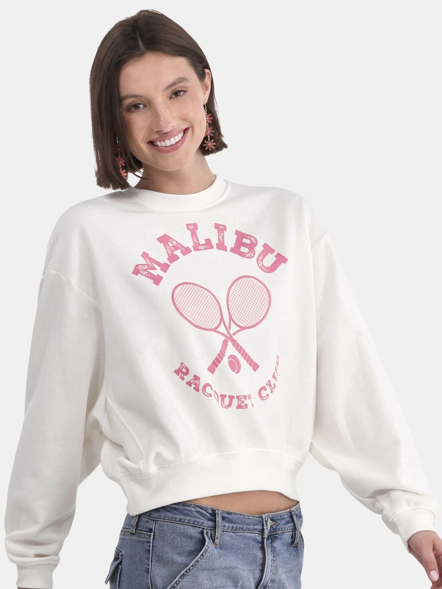 No Boundaries Graphic Crewneck Sweatshirt, Lightweight, Women's and Women’s Plus | Walmart (US)