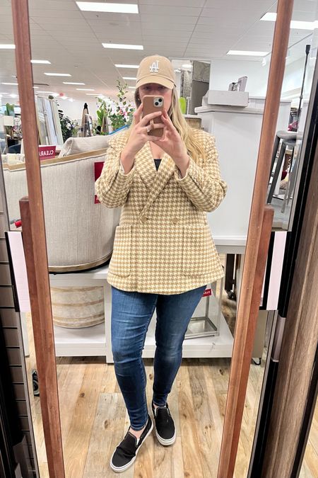 Shopping day for a client design. 🧢 🧥👖 

rise + SHINE
Southworth Design

Spanx skinny jeans, checkered blazer, baseball hat, neutral hat, business casual, comfortable outfit, Rent the Runway, slip on shoes, Vans, black tennis shoes 

#LTKshoecrush #LTKfindsunder100 #LTKworkwear