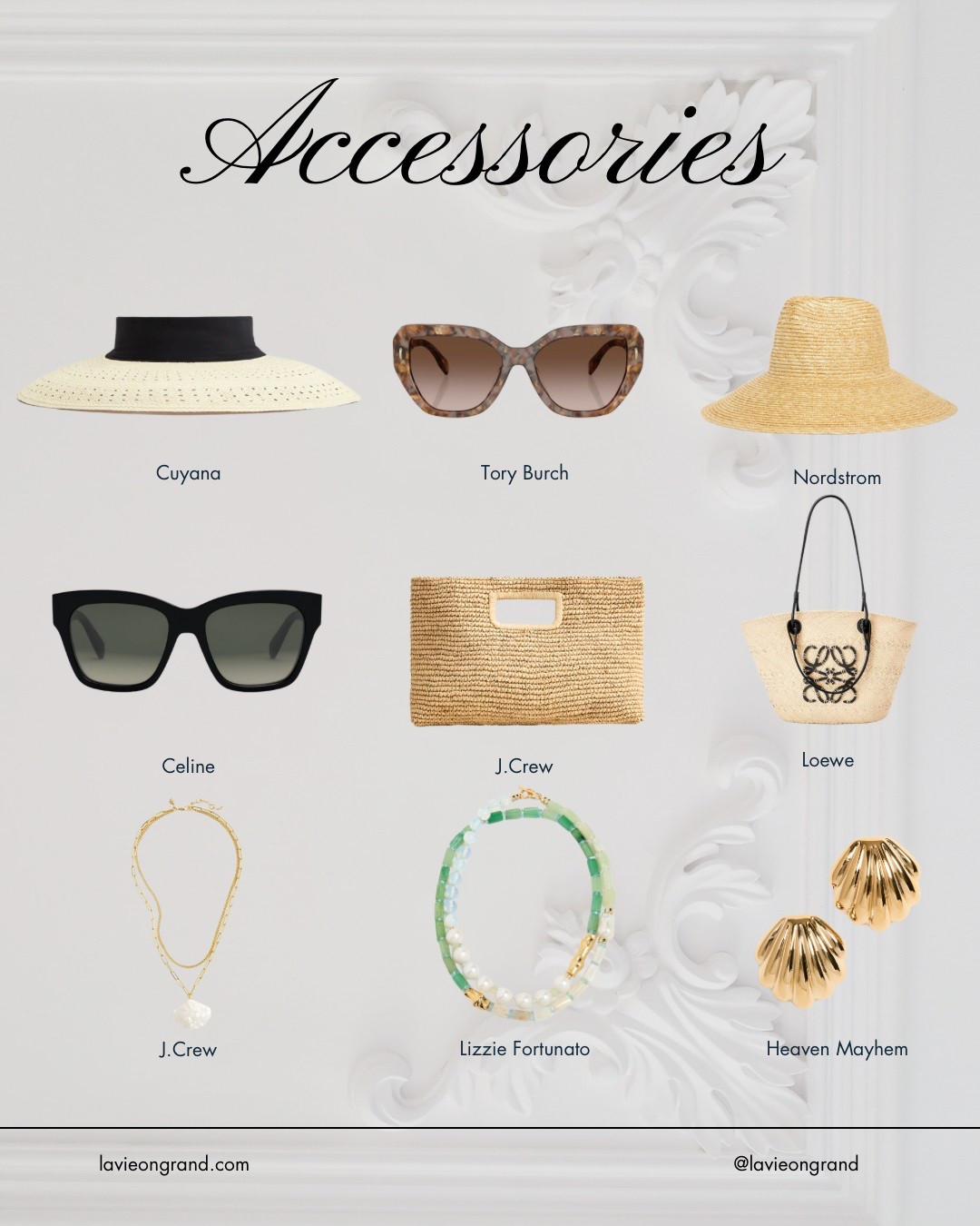 Summer accessories 
Sunglasses 
Summer handbags 
Accessories 
Jewelry 
Beach hats 

#LTKSeasonal #LTKSummerEdit #LTKStyleTip