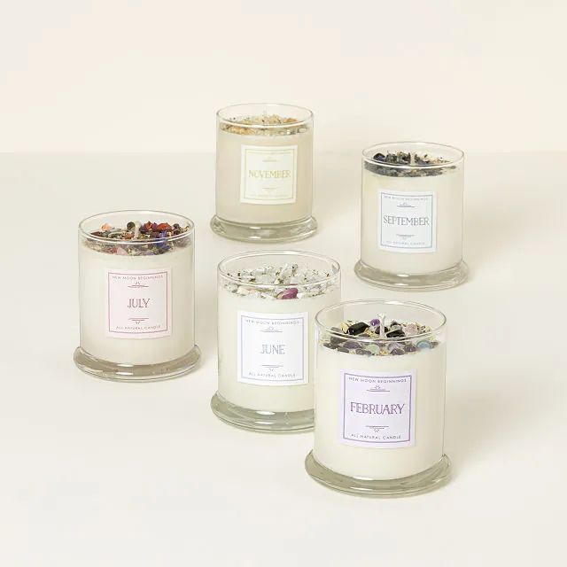 Birth Month Gemstone & Flower Candle | UncommonGoods