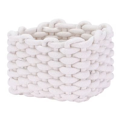Unique Bargains Handcrafted Odorless Cotton Rope Chic Decorative Storage Basket White | Target