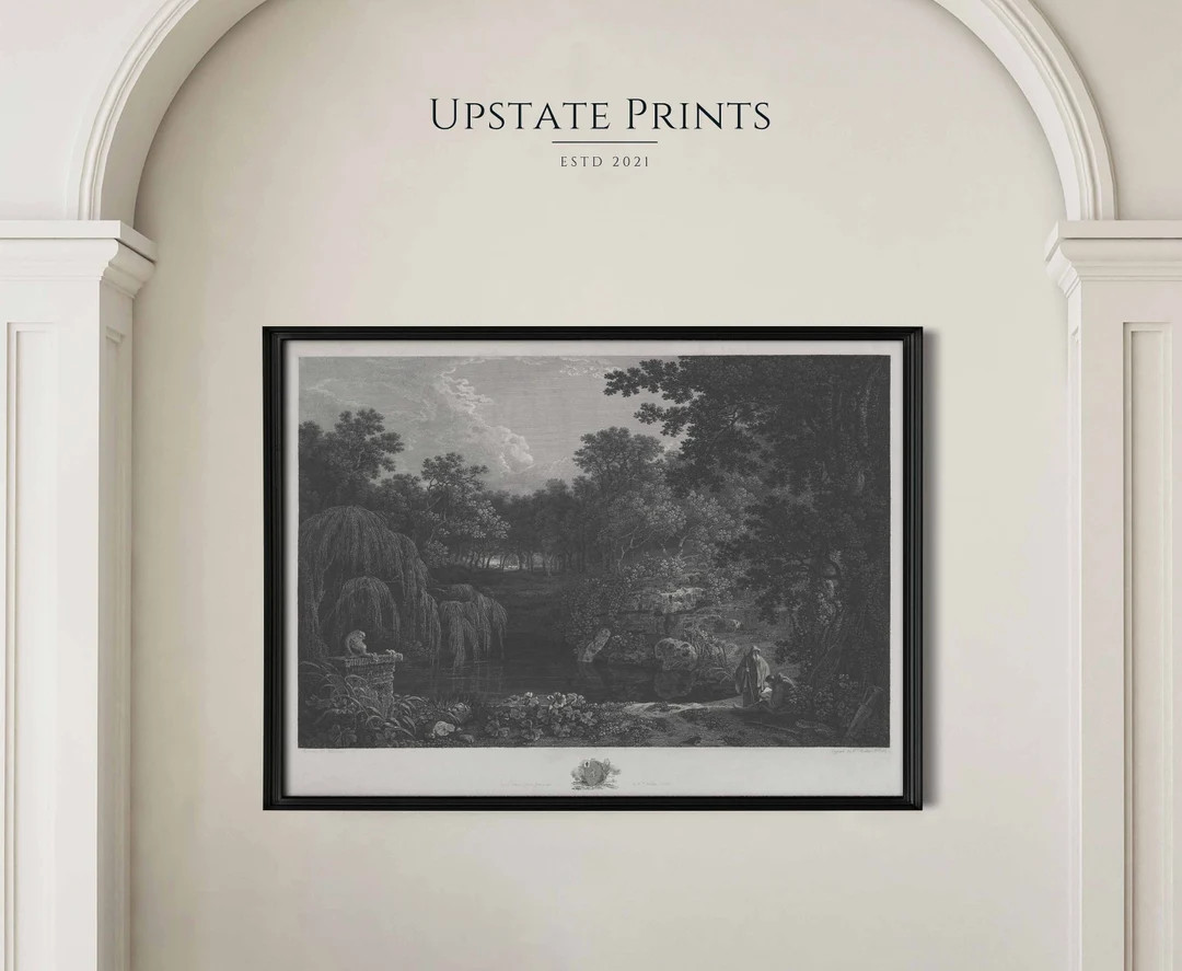 Pool Landscape | Vintage Black & White Art Print | Academia Decor | Art History | PRINTABLE Wall ... | Etsy (US)