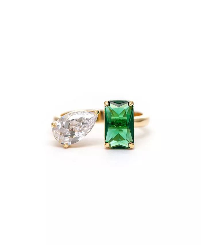 Emerald Crystal + Cubic Zirconia Open Band Ring | Macy's