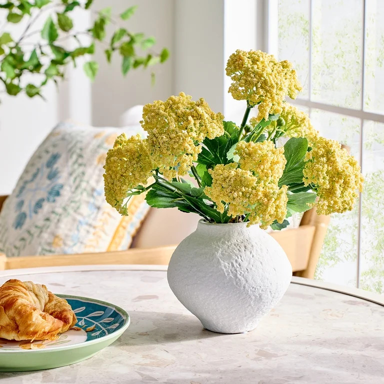 Better Homes & Gardens Faux Yellow Sedum Floral Arrangement in Ceramic Vase | Walmart (US)