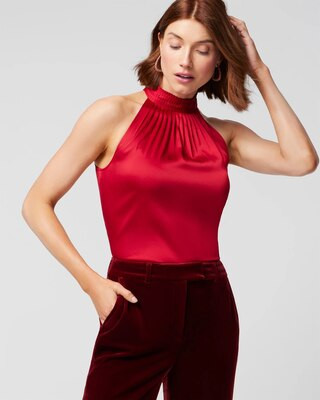 Halter Pleated Shell | White House Black Market