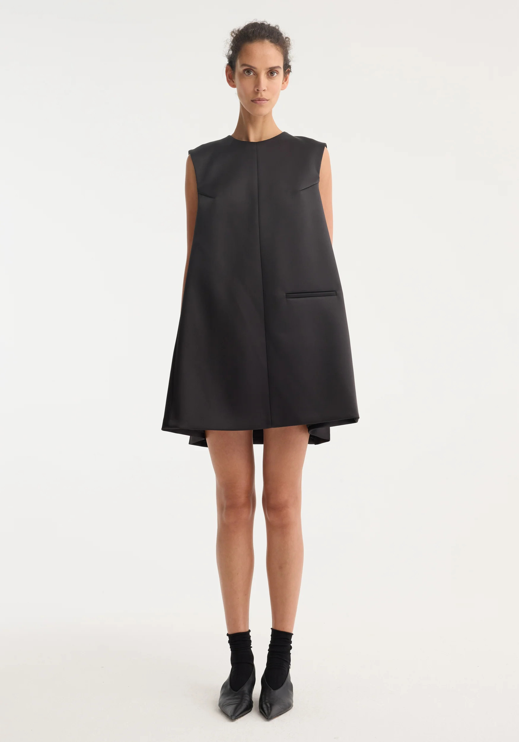 sculptural cape dress | black | Rohe