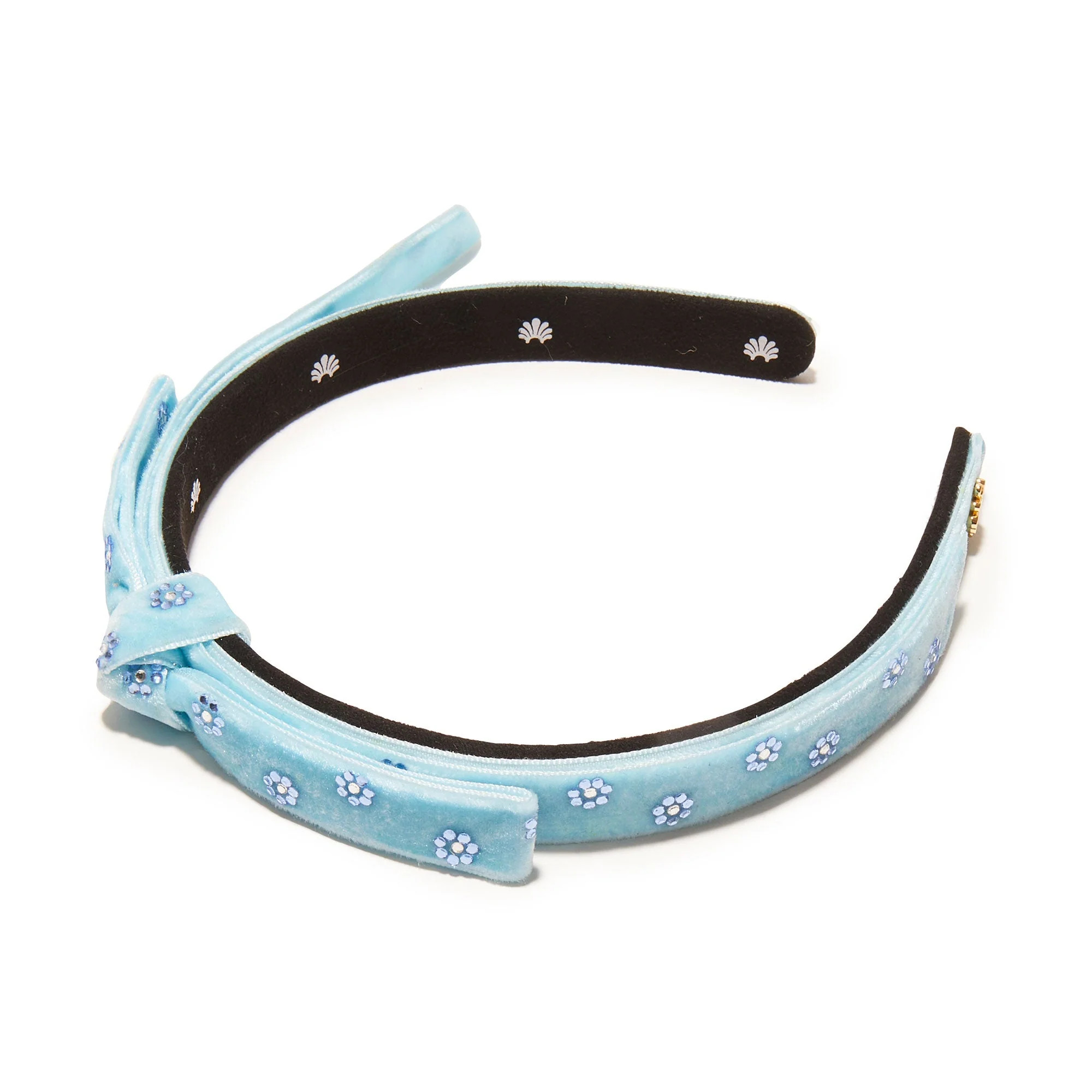 LAKE BLUE EMBELLISHED BARDOT SLIM RIBBON HEADBAND | LELE SADOUGHI