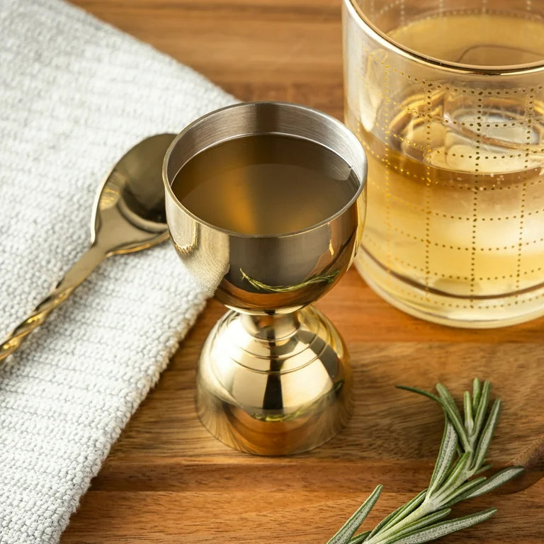 Thyme & Table 1 fl oz & 2 fl oz Gold Stainless Steel Double-Sided Jigger | Walmart (US)