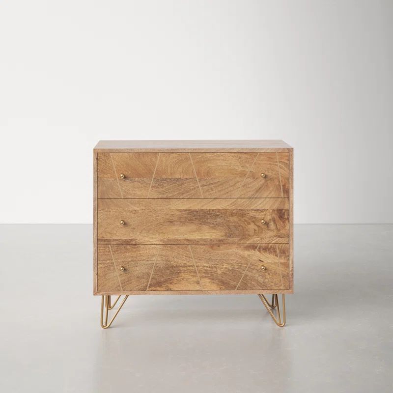 Kirk 3 Drawer 31.8" W Solid Wood Dresser | Wayfair North America