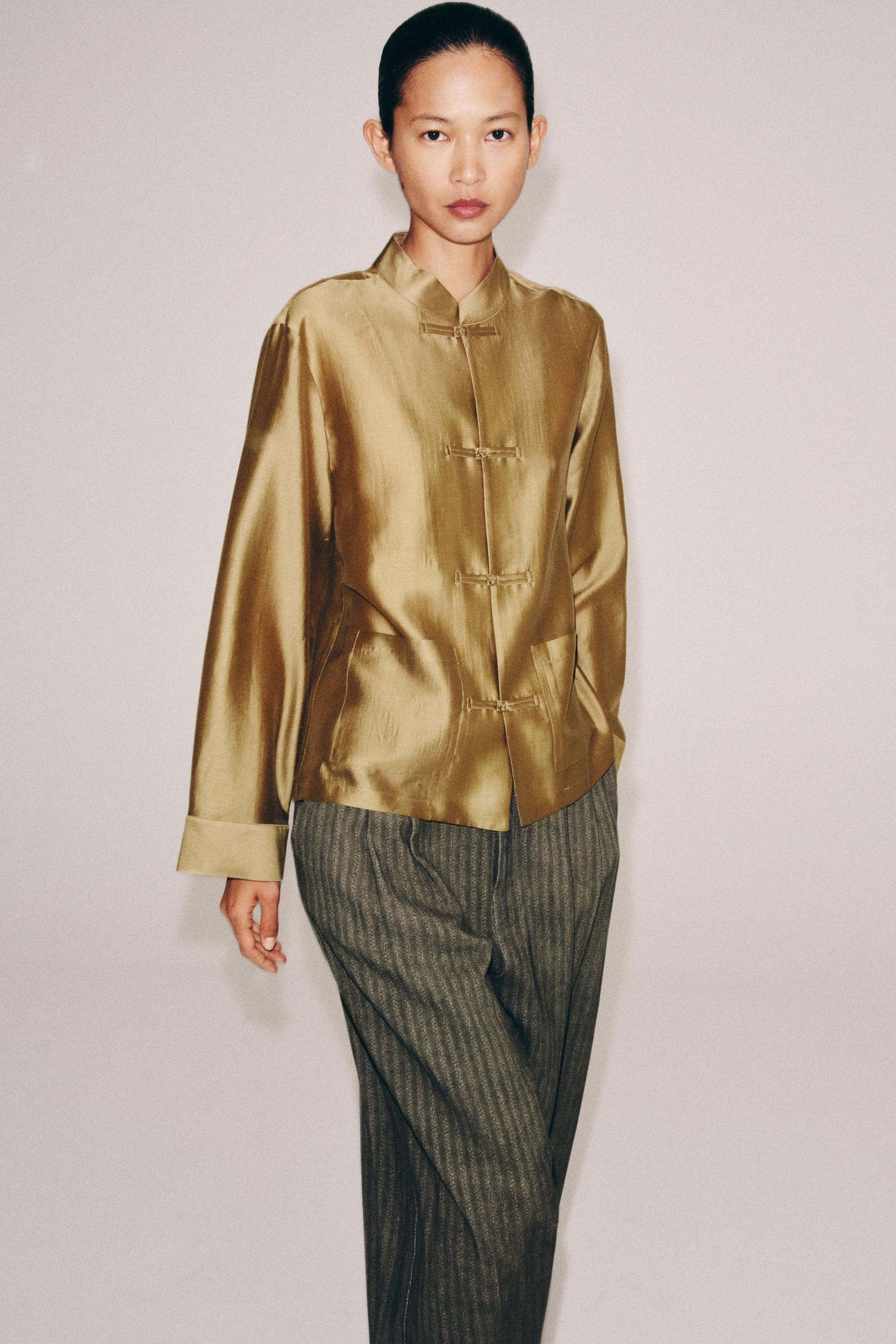 ZW COLLECTION SATIN SHIRT WITH FIREMAN CLASPS | Zara UK