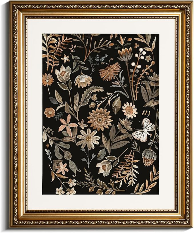 InSimSea Gold Framed Canvas Wall Art Room Decor Vintage Floral Wall Decor Flower Bathroom Decor A... | Amazon (US)