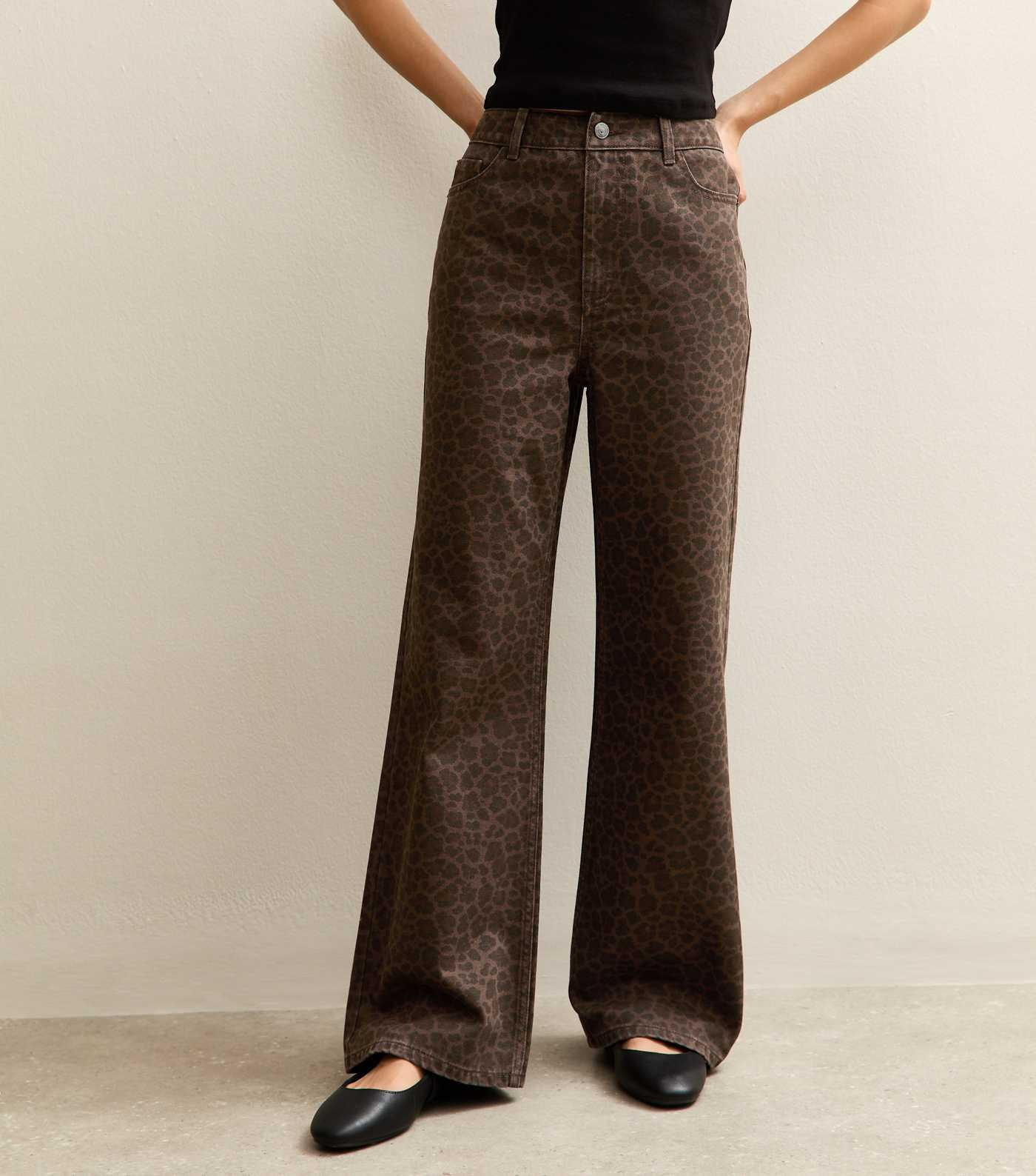 Brown Leopard Print Wide Leg Jeans | New Look | New Look (UK)
