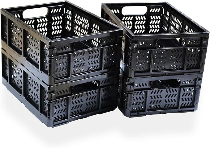 4-Pack Plastic Storage Crates,20L Foldable Baskets,Collapsible Crates, Storage Baskets and Bins f... | Amazon (US)