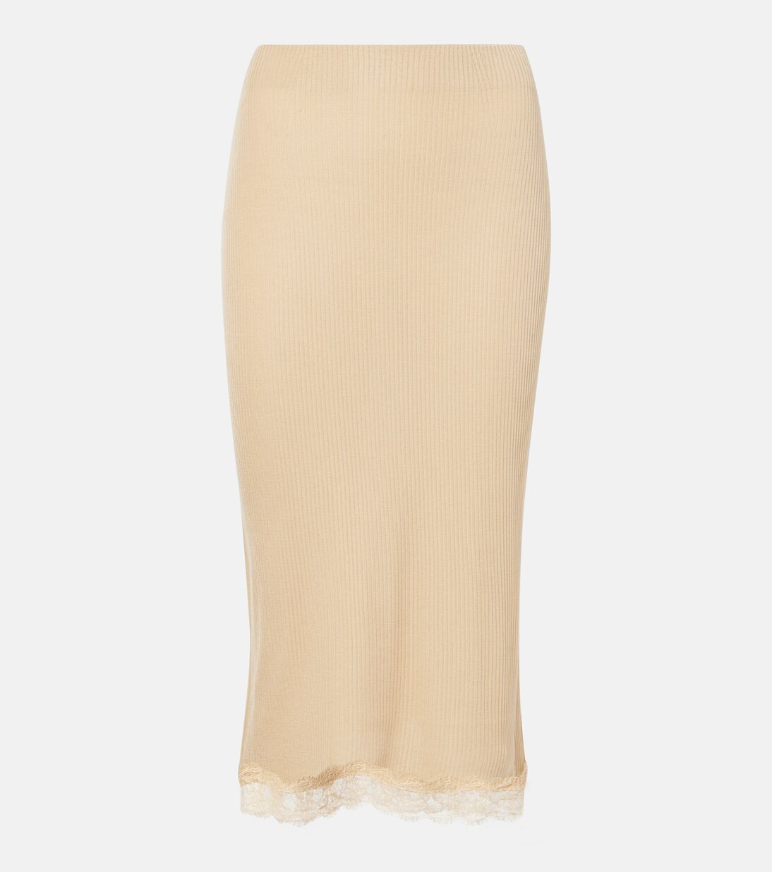 Indira lace-trimmed silk-blend midi skirt | Mytheresa (UK)