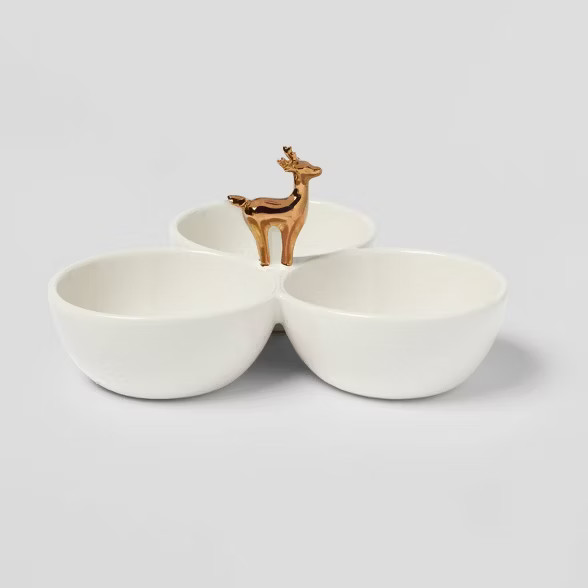 Target/Kitchen & Dining/Serveware/Dip & Condiment Servers‎8oz Stoneware Reindeer Sectioned Serv... | Target