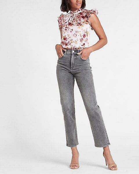 Floral Print Ruffle Sleeve Top | Express