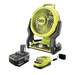 RYOBI ONE+ 18V Cordless Hybrid WHISPER SERIES 7-1/2 in. Fan Kit with 4.0 Ah Battery and Charger P... | The Home Depot