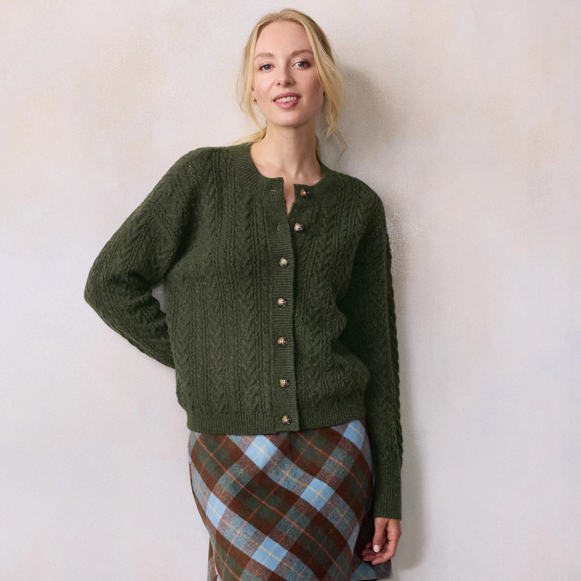 Women's LC Lauren Conrad Crewneck Pointelle Cable Sweater Cardigan | Kohl's