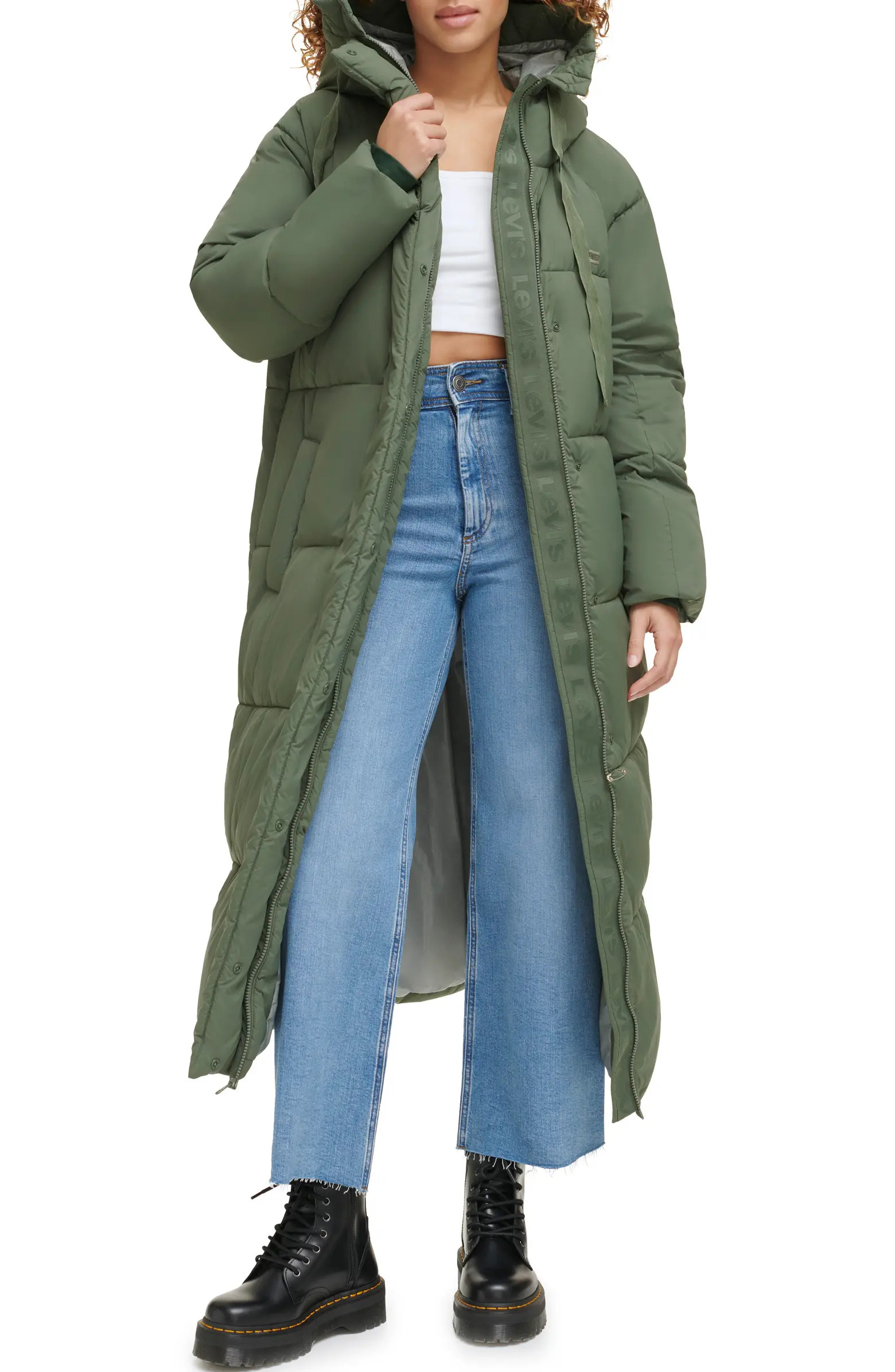 Side Zip Hooded Maxi Puffer Jacket | Nordstrom