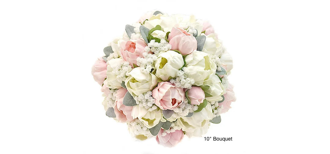 Real Touch Artificial White Blush Pink Peonies Babys Breath Bridal Cascade Bouquet Bridesmaids Bo... | Etsy (US)