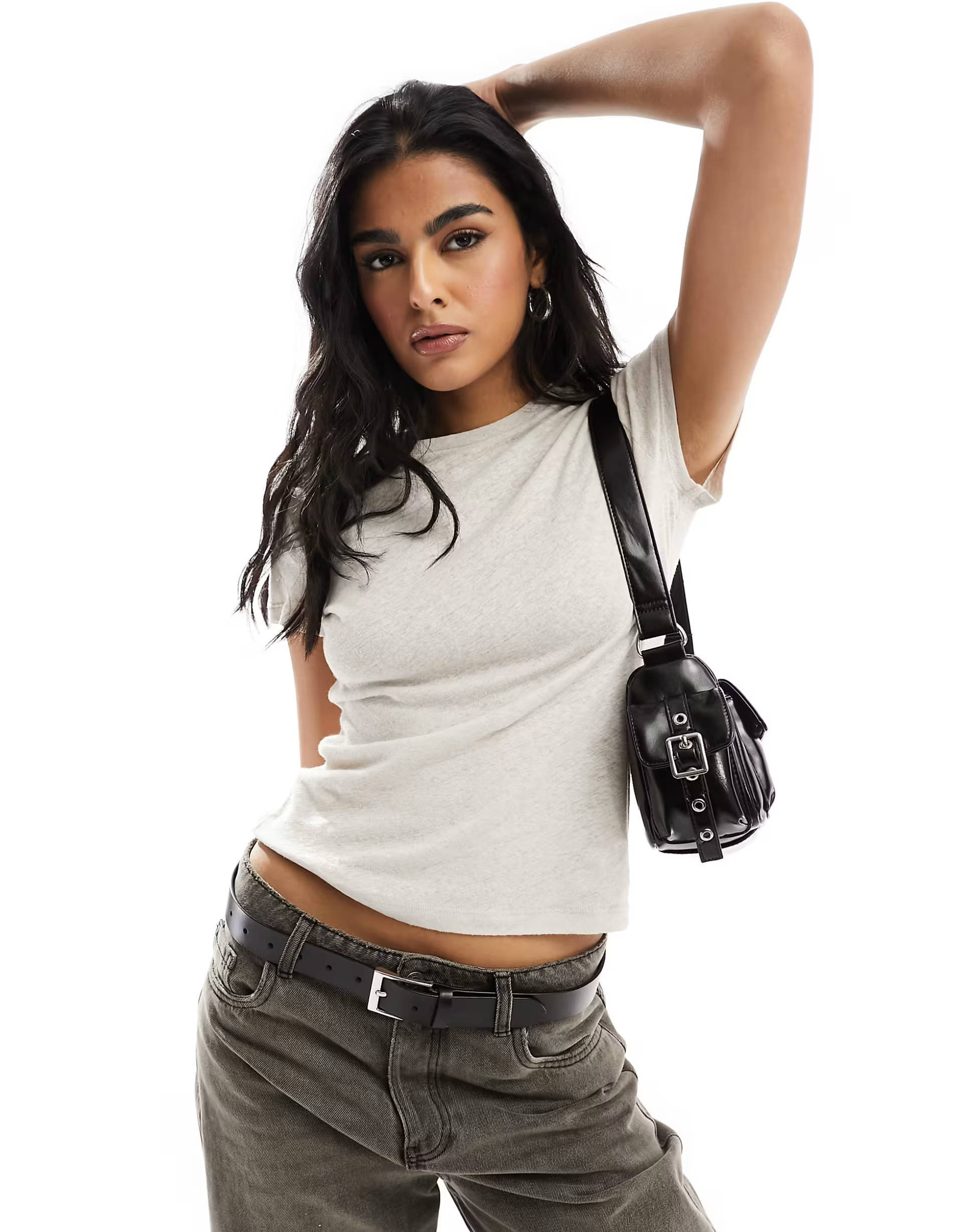 Weekday linen blend fitted t-shirt in beige | ASOS (Global)