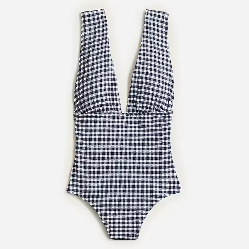 V-neck one-piece in gingham | J. Crew US