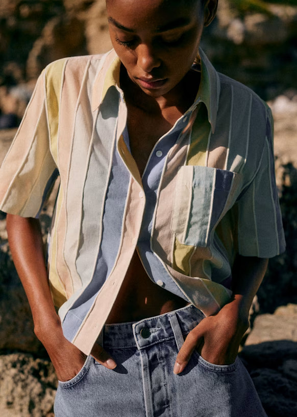 Maelline Shirt - Pastel Stripes - Organic cotton - organic textile - Sézane | Sezane Paris - US