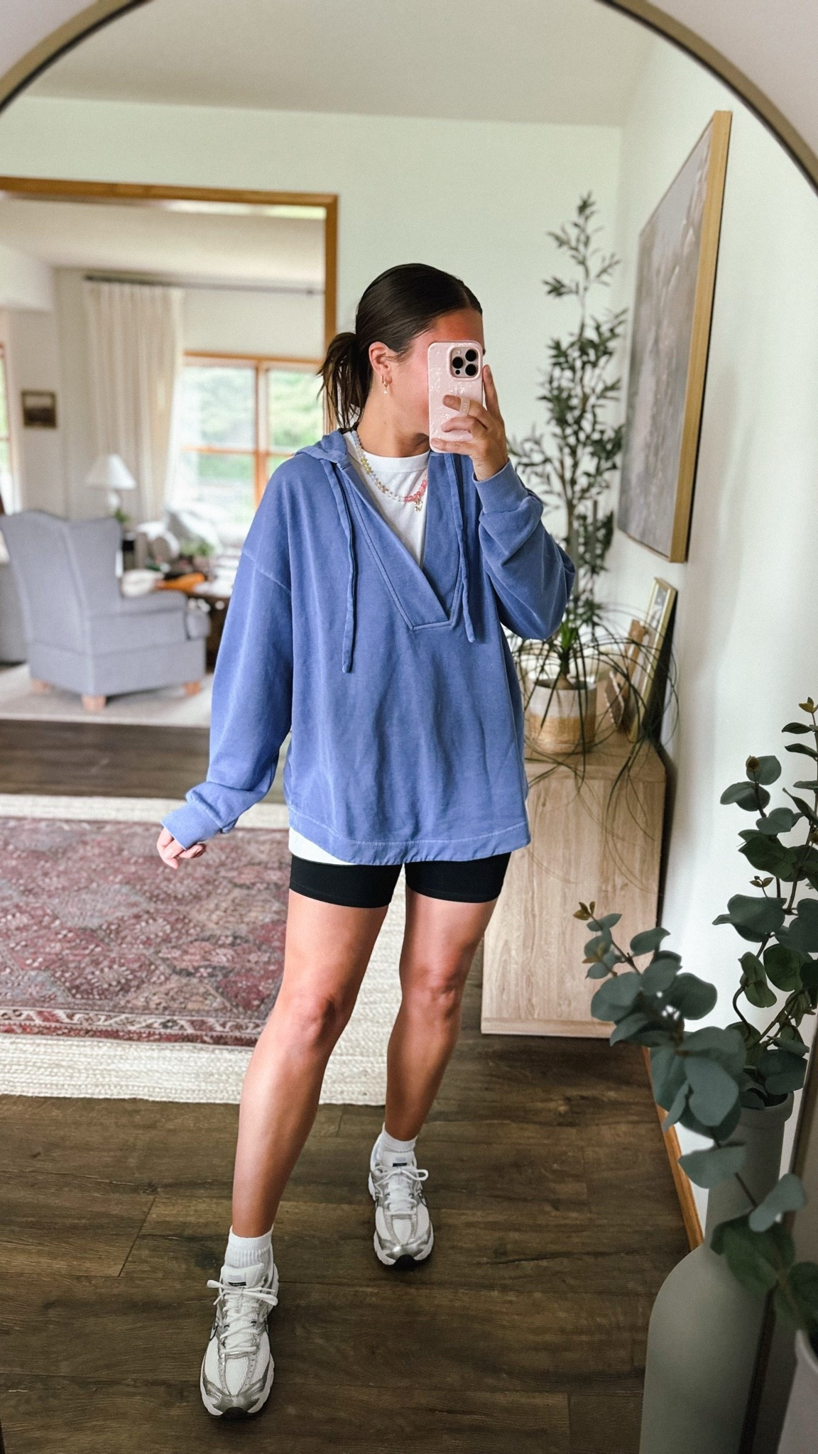 Perfect oversized tunic sweatshirt. Medium in sweatshirt, small in oversized tee (covers the butt)
Size up .5 in biker sneakers 

Old navy style
Biker shorts

#LTKootd #LTKmomlife #LTKgrwm