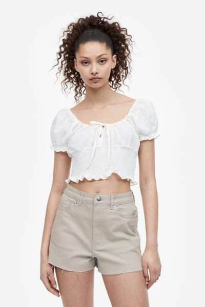 High Waist Twill Shorts - Dark taupe - Ladies | H&M US | H&M (US + CA)