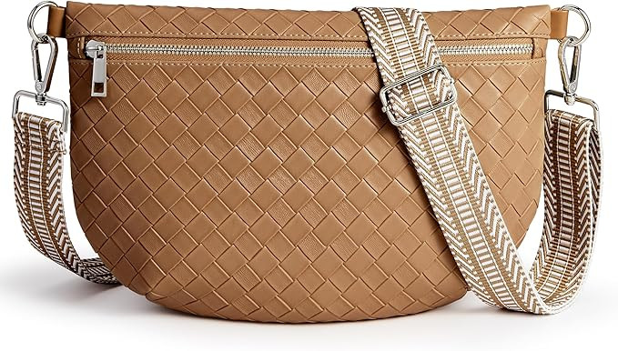 KALIDI Woven Crossbody Bags for Women Travel Vegan Leather Fanny Packs for Woman Cross Body Purse... | Amazon (US)