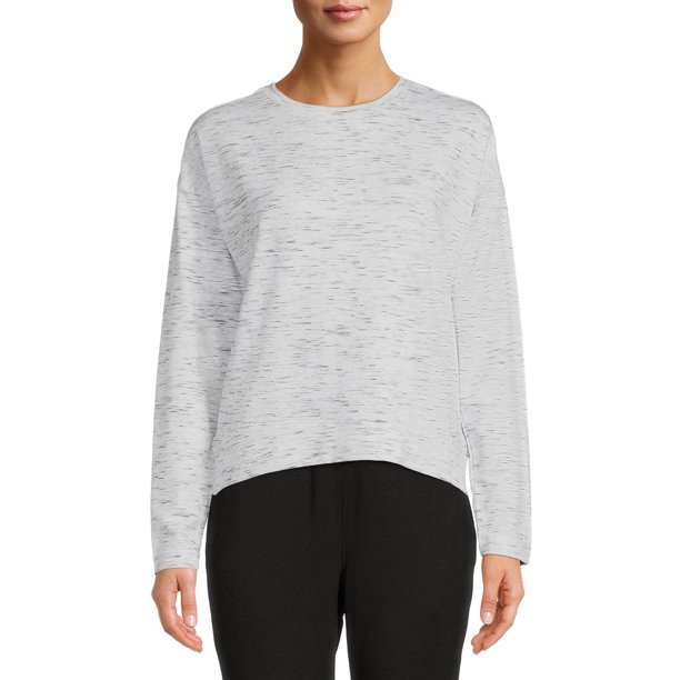 Avia Women's Long Sleeve Drop Shoulder Soft French Terry Cloth Tee - Walmart.com | Walmart (US)