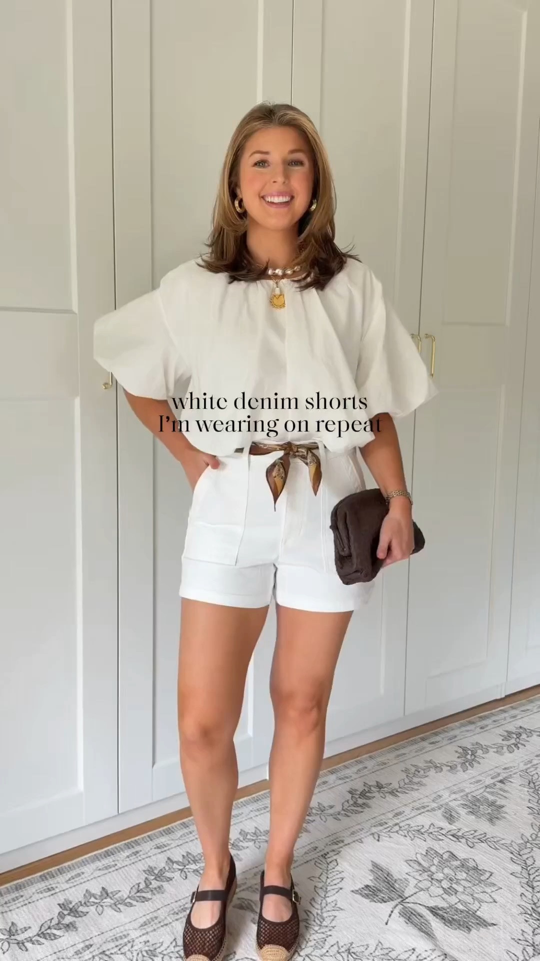 My fave white denim shorts on repeat! Wearing a 26 in these!
