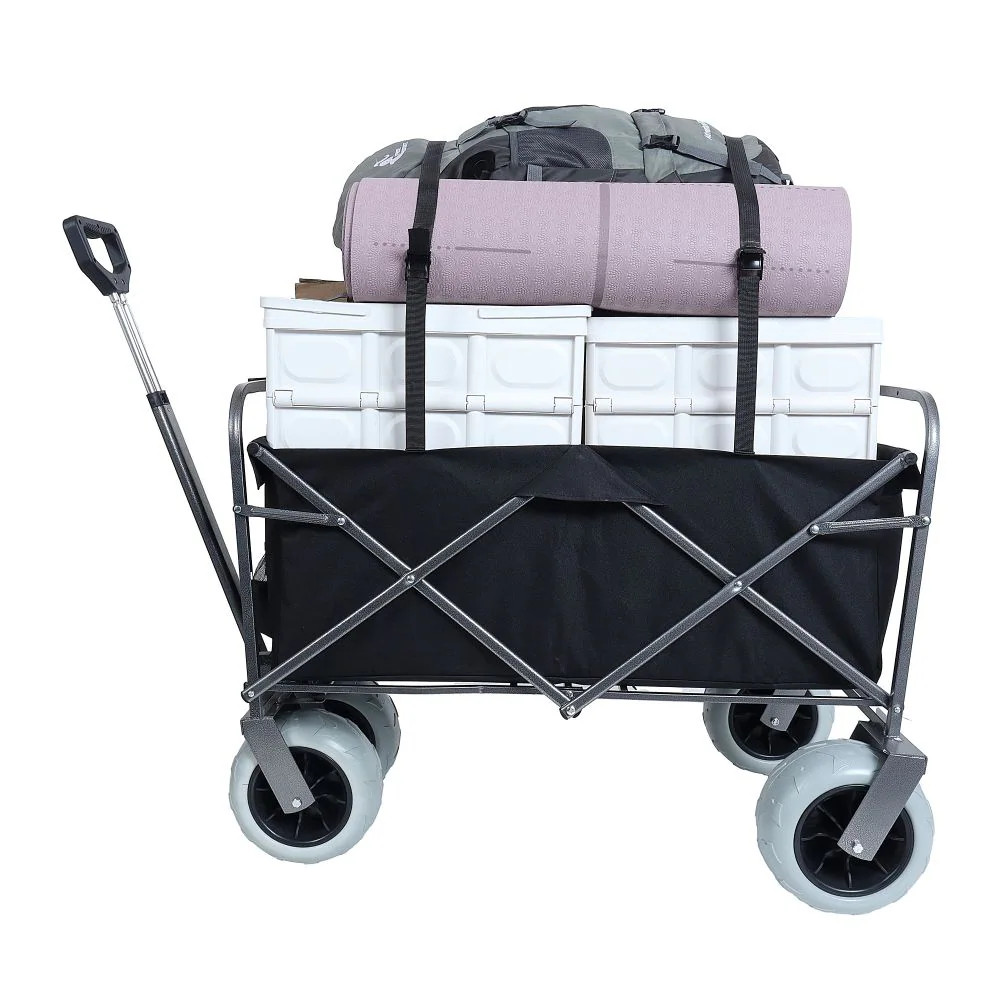 YOSIMFUR Beach Wagon with Big Wheels for Sand 500lbs capacity All Terrain Steel Frame Utility Cart with 9 inch Pneumatic Tires Collapsible Folding | Lowe's