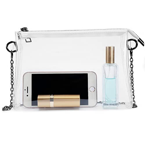 Lorbro Clear Purse for Women Stadium Approved, Clear Crossbody Bag with Zipper Closure, Transparent Purse for Concert Sports (Black) | Amazon (US)