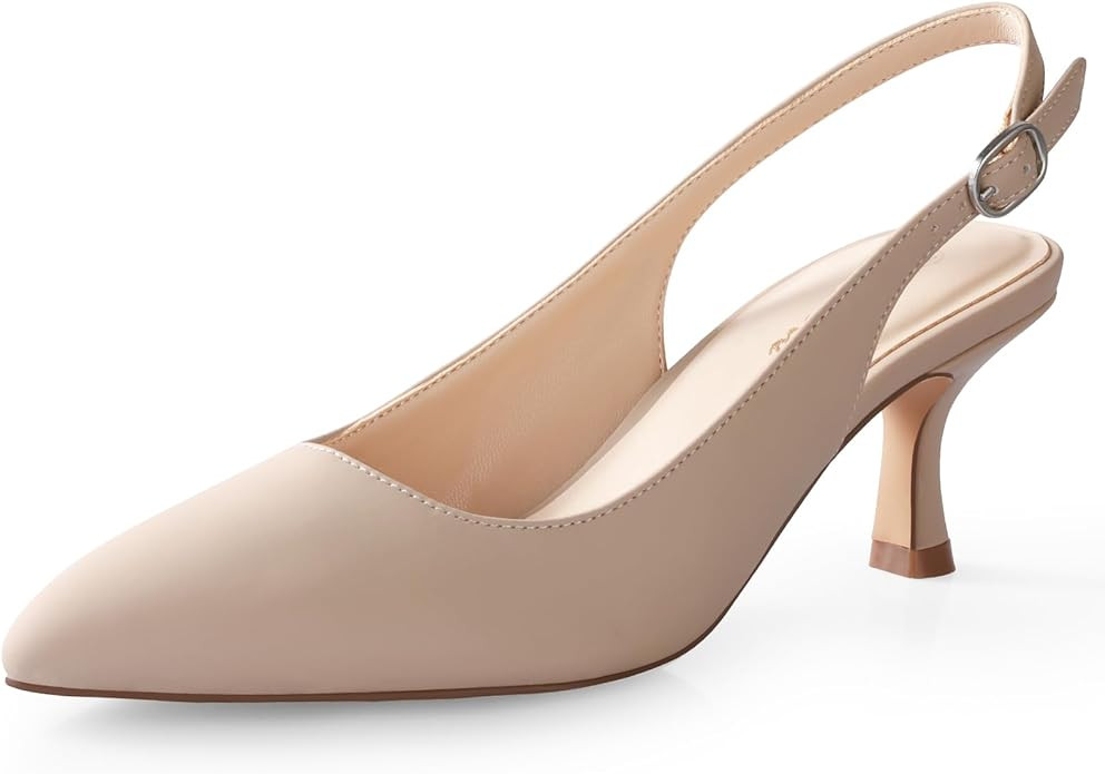 Ankis Slingback Heels for Women Closed Toe Women's Pumps Kitten Heel Wedding Party Casual Dress S... | Amazon (US)