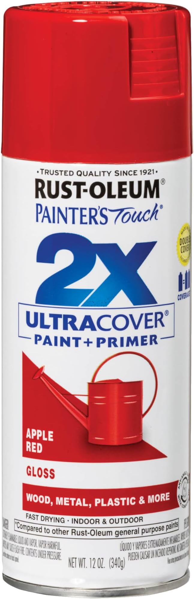 Rust-Oleum 334024 Painter's Touch 2X Ultra Cover Spray Paint, 12 oz, Gloss Apple Red | Amazon (US)