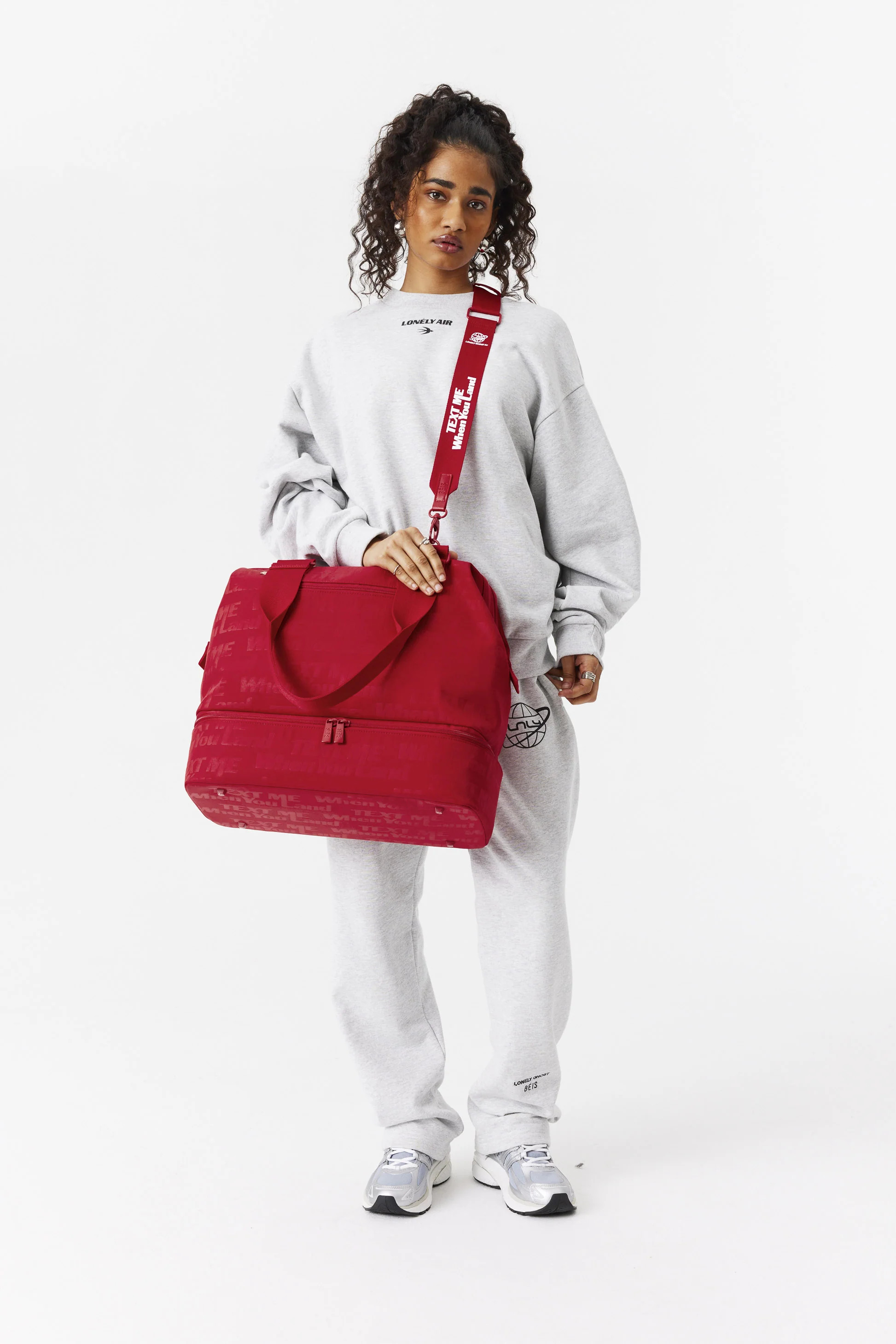 BÉIS x Lonely Ghost 'The Shoulder Strap' in Text Me Red - Red Shoulder Strap For Tote Bags, Duff... | BÉIS Travel