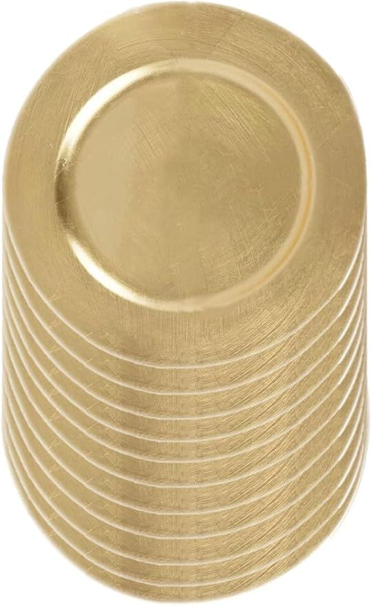 Tiger Chef Round Charger Plates Gold Beaded Dinner Chargers - 13-inch Wedding Charger Plates (12 ... | Amazon (US)