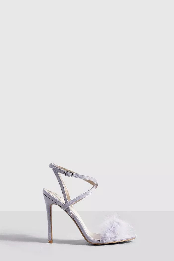 Feather Trim 2 Part Stilettos | Boohoo.com (UK & IE)