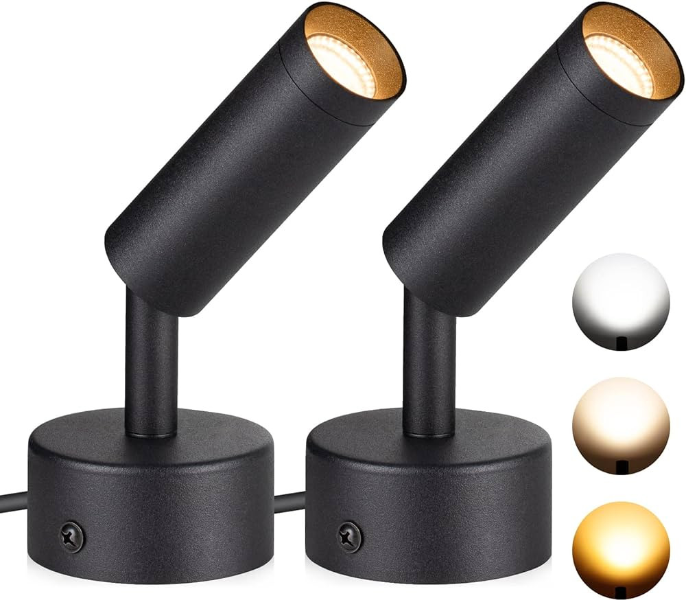 SUNVIE 2 Pack LED Spot Lights Indoor 3000K/4000K/5000K Adjustable Up Lights Indoor 3W Dimmable Fl... | Amazon (US)