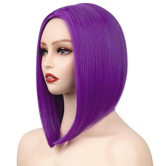 SHUOPUS Purple Wig Short Bob Wigs Purple Wigs for Women Colored Wig Synthetic Wig with Middle Par... | Amazon (US)