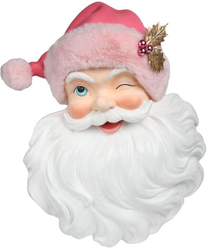 December Diamonds Pink Christmas Santa Head with Pink Fur Hat Wall Decor - Cute and Playful Wall ... | Amazon (US)