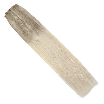 Youngsee 18 inch Hair Extensions Halo Human Hair Balayage Ash Blonde to Bleach Blonde Invisible W... | Amazon (US)