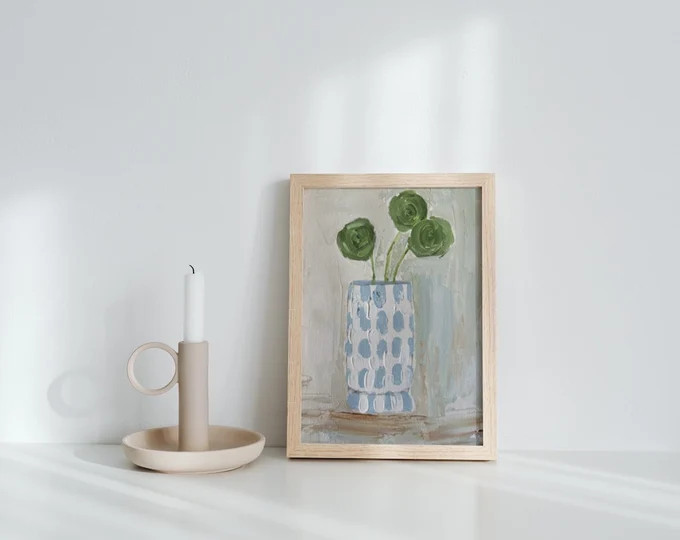 Greenery Fine Art Painting: Textured Floral Vase (digital Download) - Etsy | Etsy (US)