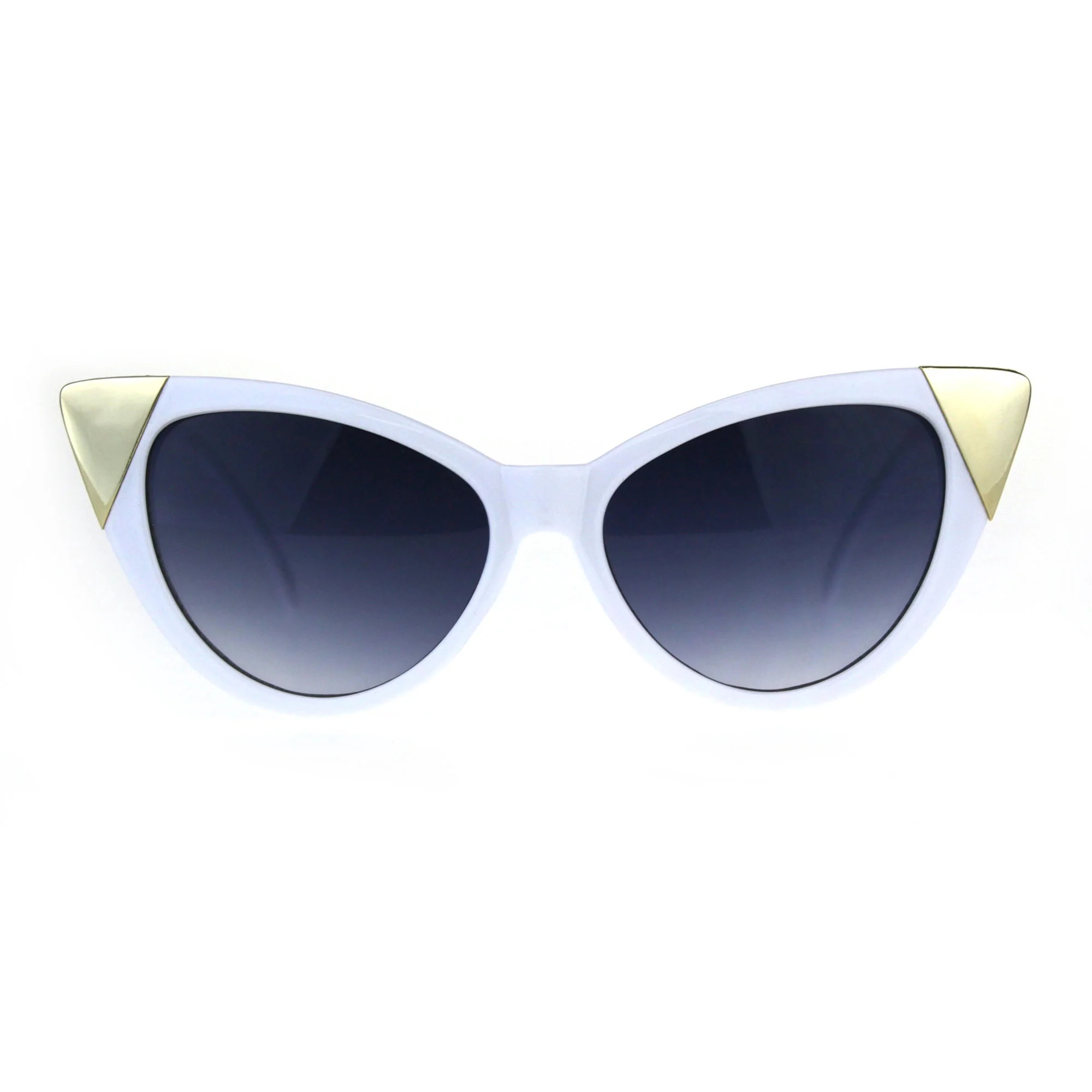 Womens Goth Metal Horn Cat Eye Mod Diva Sunglasses White Smoke | Walmart (US)