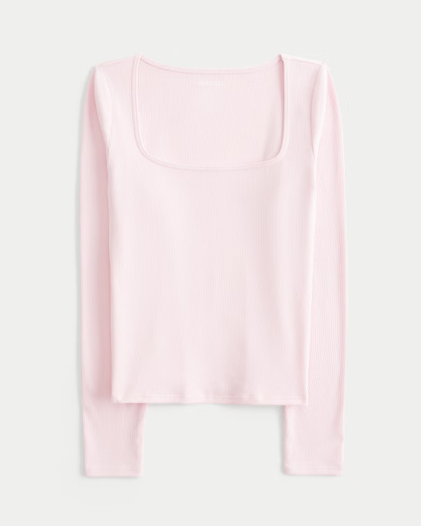 Women's Ribbed Seamless Fabric Square-Neck Top | Women's Tops | HollisterCo.com | Hollister (US)